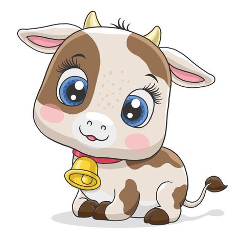 Cow Cartoon Images, Cartoon Cows, Cute Cartoon Faces, Cute Farm Animals, Baby Animal Drawings, Baby Farm Animals, Cartoon Cow, Character Cartoon, Cute Cartoon Characters