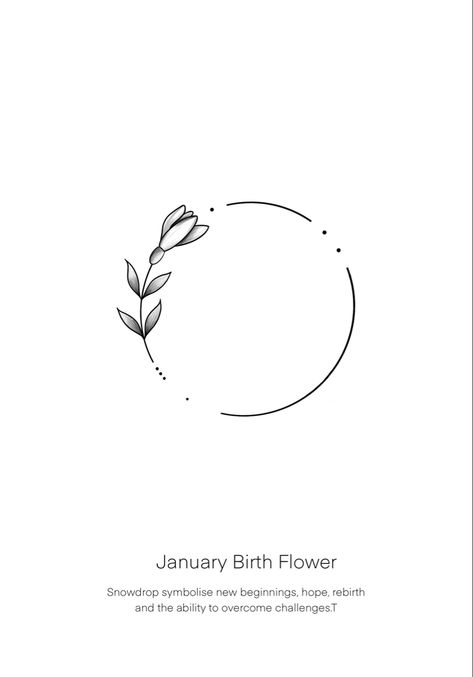 January Baby Tattoo Ideas, April Symbols, Tattoo January Birth Month, Jade Tattoo Ideas, January Birthday Tattoo, January Birth Flower Fine Line Tattoo, January Tattoo Ideas Birth Month, Circle Flower Tattoo, Birthday Tatoos Ideas