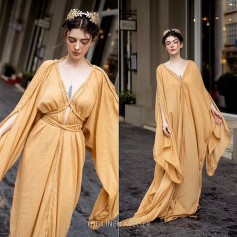 Goddess Prom Dress, Yellow Kaftan, Goddess Wedding Dress, Goddess Wedding, Grecian Wedding Dress, Switzerland Wedding, Dress Goddess, Greek Dress, Plus Size Kaftan