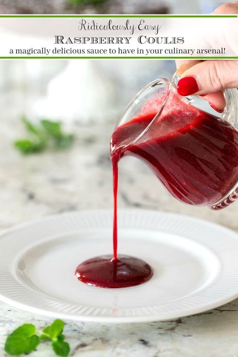 Hot Raspberry Sauce, Seedless Raspberry Cake Filling, Raspberry Coulis Recipe, Raspberries Recipes, Almond Coconut Cake, Coulis Recipe, Raspberry Sauce Recipe, Fruit Sauces, Raspberry Coulis