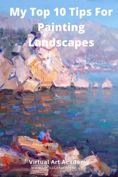 I put this guide on landscape painting together to give you my top 10 tips that will improve your landscape paintings the most.   Whether you use oils, acrylics, or watercolors these tips will transform your work to a new and higher level. via @virtualartacade Painterly Acrylic Paintings, Landscape Art Ideas, Abstract Landscape Painting Acrylic, Oil Paintings Landscape, Landscape Painting Lesson, Acrylic Landscape Paintings, Landscape Painting Ideas, Oil Landscape Paintings, Creative Practice