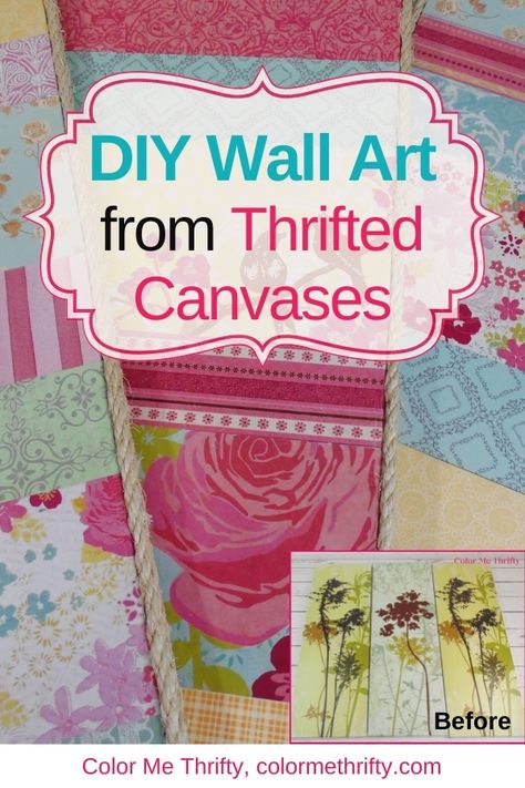 Upcycle Canvas Art Wall Decor, Multi Canvas Painting Ideas Wall Decor, Scrapbook Paper Wall Art Diy, Button Pictures Ideas Wall Art, Repurpose Large Canvas Wall Art, Repurposing Canvas Wall Art, Decopage Ideas Wall Art, Upcycle Wall Art, Repurpose Canvas Art Diy