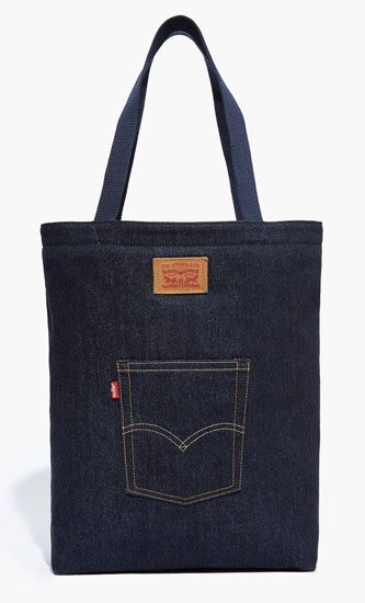 Bag Pocket, Denim Tote Bag With Pockets, Denim Shoulder Tote Bag With Pockets, Levis Canvas Tote Bag, Denim Blue Cotton Bag With Pockets, Denim Blue Shopping Bag With Pockets, Tas Denim, Denim Bag Diy, Tote Bag With Pockets