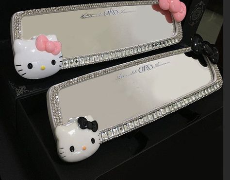 Hello Kitty Car Accessories, Rearview Mirror Decoration, Pink Car Accessories, Hello Kitty Car, Images Hello Kitty, Girly Car Accessories, Car Deco, Mirror Decoration, Charmmy Kitty