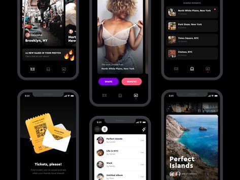 Passive Photo Sharing App photoshop ticket invite ml block chain machine learning machine filters block social media photo passive app White Plains New York, Social App Design, Social Media Photo, Photo Sharing App, Block Chain, Ticket Invitation, Mobile Ui, App Ui, Social App
