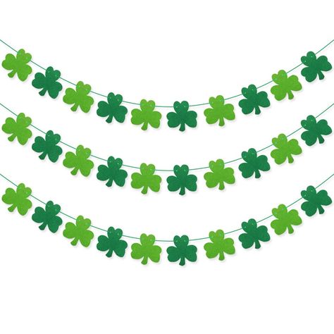 $6.99 Irish Party Decorations, Woodland Creatures Party, Shamrock Garland, Day Party Decorations, Irish Party, Retirement Party Decorations, Light Green Color, Burlap Banner, Felt Garland