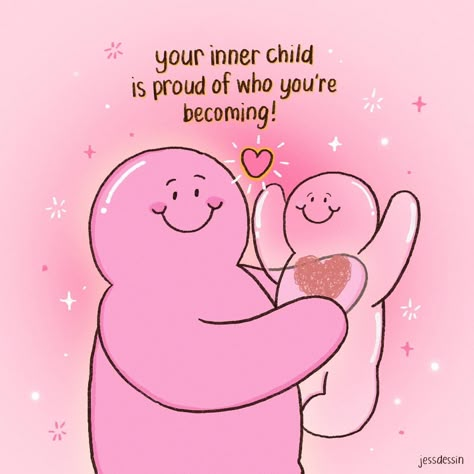 Today, I’m honoring my inner child and celebrating all the little victories! 🎉💖 #jessdessin #mrbubbles #cuteillustration #illustrations #cuteart #positivity #innerchild #healing Healing Cute Illustration, Pink Cute Illustration, Inner Child Healing Aesthetic, Healing Inner Child Aesthetic, Quotes On Healing Yourself, Self Acceptance Illustration, Sister Quotes Aesthetic, Inner Child Aesthetic, Self Care Illustration