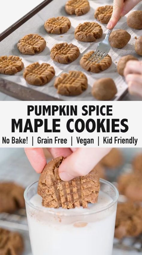 The Best Healthier Pumpkin Spice Cookies. This is a healthier dessert or perfect on the go snack for the whole family. A delicious seasonal fall recipe that is also great for meal prep and lunch box ideas. All it takes is 25 minutes and a few ingredients you probably have on hand! Kayla Chandler, Grain Free Vegan, Aip Baking, Healthy Fall Desserts, Bake Sweets, No Bake Pumpkin, Bake Pumpkin, Grain Free Desserts, Pumpkin Spice Cookies