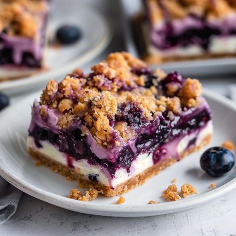 Blueberry Crisp Cheesecake Bars - Yeyfood.com: Recipes, cooking tips, and kitchen hacks for home cooks of all levels Blueberry Crumble Cheesecake Bars, Blueberry Cheesecake Crumble, Cheesecake Crumble Bars, Easy Blueberry Crumble, Cheesecake Crumble, Cinnamon Bread Easy, Hacks For Home, Blueberry Cheesecake Bars, Blueberry Crumble Bars