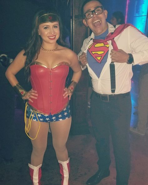 Super hero couples costume Superman And Wonder Woman Couple, Super Hero Couples, Superman And Wonder Woman, Superman Costume, Superman Costumes, Couples Costume, Superman Wonder Woman, Couple Halloween, Couples Costumes