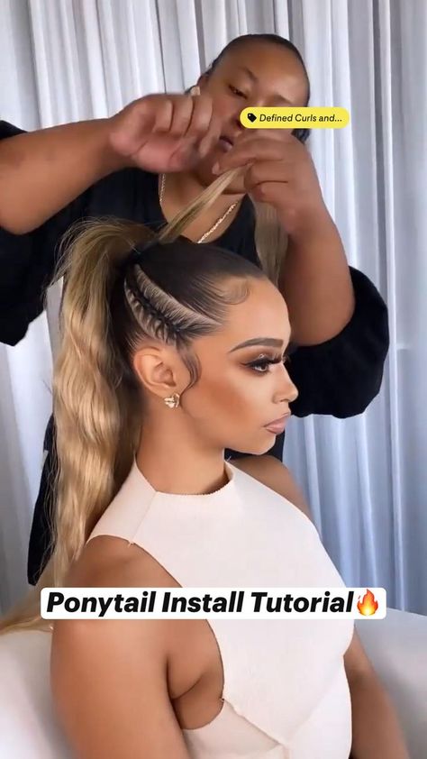 Up Due Ponytail Black Women, Accent Braid Ponytail, Extended Ponytail Weave With Braids, Ponytail With Braid In The Middle, Hi Ponytail Hairstyles Black Women, Black Women Braid Ponytail Hairstyles, Hairstyles For Working Out Black Women, India Love Hairstyles Curls, Twist In Front Ponytail In Back