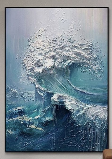 Peisaj Abstract, Ocean Waves Painting, Seascape Canvas, Diy Abstract Canvas Art, Soyut Sanat Tabloları, Wave Painting, Seni Cat Air, Textured Canvas Art, Sculpture Painting