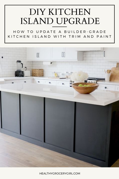 Wrap Island Kitchen, How To Finish A Kitchen Island, Flat Panel Kitchen Island, Drywall Kitchen Island Makeover, Wainscot Kitchen Island, Resurfacing Kitchen Island, Drywall Island Makeover, Waynes Coating On Kitchen Island, Black Paint For Kitchen Island