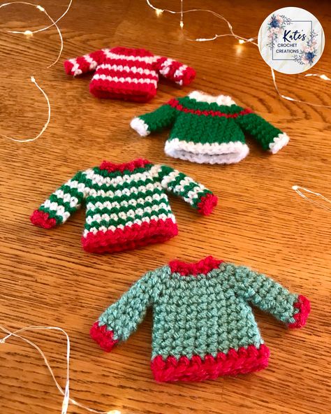 Upload your finished projects, keep track of current projects and seek support from other community members from around the world! Mini Christmas Sweater Pattern Free, Crochet Christmas Mug Jumper, Mini Crochet Sweater Patterns, Crochet Ugly Sweater Ornaments, Mini Crochet Sweater Ornaments, Crochet Mini Sweater Free Pattern, Mini Sweater Crochet Pattern, Crochet Christmas Sweater Ornament, Fast Christmas Crochet