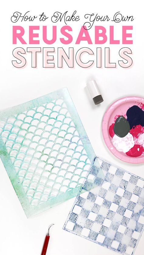 How to Make Reusable Stencils: DIY Buffalo Plaid Planter - Persia Lou Cricut Stencils Reusable, Diy Cookie Stencils With Cricut, How To Make A Stencil, Silhouette Challenge, Make Your Own Stencils, Inkscape Tutorials, Stencils Tutorials, Cricut Stencils, Idee Cricut