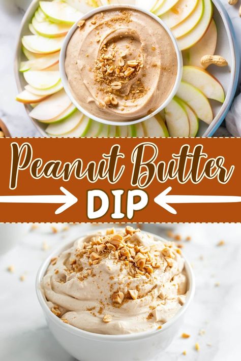 This creamy peanut butter dip balances sweet, salty, and nutty flavors perfectly. Serve it with cookies, fruit, and more for a fun no-bake party dessert. Peanutbutter Fluff Dip, Nutter Butter Dip, Quick And Easy Dip Recipes, Peanut Butter Fruit Dip, Dip Dessert, Peanut Butter Drizzle, Peanut Butter Treats, Cookies Fruit, Whipped Peanut Butter