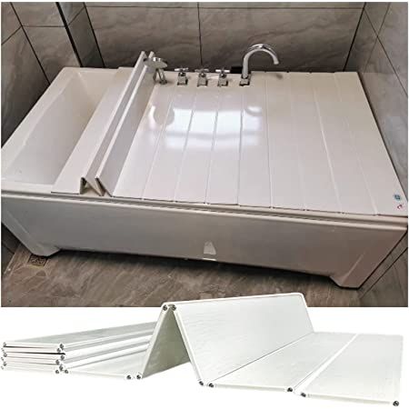 Amazon.com: AIWFL Folding Dust-Proof Bathtub Cover Louvered Shutter Bath Lid White PVC Bathtub Covers 45.2x27.5 inch : Home & Kitchen Bathtub Cover Ideas, Bath Tub Cover Ideas, Bathtub Cover, Louvered Shutters, Tub Cover, Bathtub Tray, Soaker Tub, Cover Ideas, Mobile Home