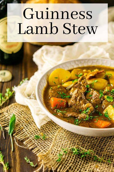 When you need some hearty comfort food, it doesn’t get better than this Guinness lamb stew! Tender chunks of lamb shoulder simmer in a rich, flavorful stout broth with potatoes, carrots, onions and barley to make one satisfying meal. You will love every cozy bite of this Irish lamb stew. Slow Roasted Lamb Shoulder, Stew With Potatoes, Irish Lamb Stew, Lamb Stew Recipes, Lamb Kebabs, Irish Stew, Hearty Comfort Food, Lamb Shoulder, Lamb Stew