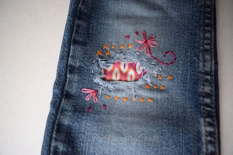 Hole In Knee Jeans Repair, Patching Holes In Jeans Knees, Jeans Knee Repair, How To Patch A Hole In Jeans By Hand, Mend Ripped Jeans Knee, Creative Ways To Patch Holes In Jeans, Covering Holes In Jeans, Mend Jeans Holes, Jeans Knee Patch