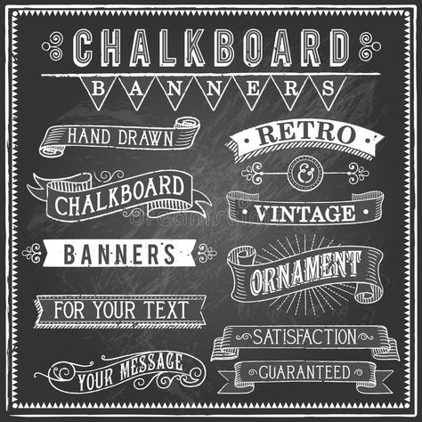 Calligraphy Chalkboard, Vintage Banners, Papan Menu, Alfabet Font, Chalkboard Fonts, Chalkboard Writing, Blackboard Art, Chalkboard Banner, Vintage Banner