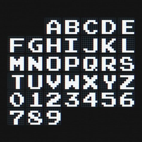 Pixel font 8 Bit Font, Pixel Art Font, Aesthetic Calligraphy Ideas, Pixel Typography, C2c Squares, Gamer Cake, Pixel Logo, Pixel Font, 3d Words