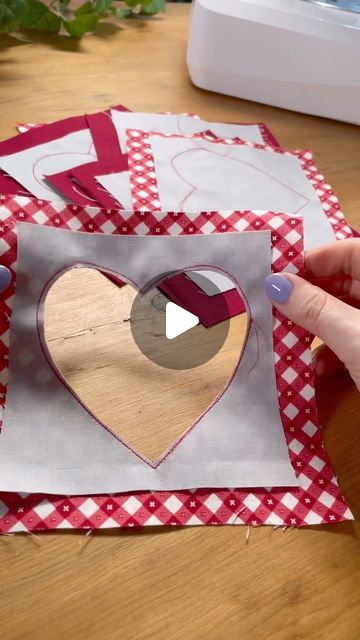 Kimberley Hind | sewing | on Instagram: "revisiting one of my favourite sewing projects 🏹💌  the reverse appliqué heart sewing tutorial is on YouTube & website 🪡" Reverse Applique Designs, Reverse Applique Tutorial, Machine Applique Patterns, Machine Applique Tutorials, Applique Quilts Tutorial, Heart Sewing, Free Applique Patterns, Patchwork Quilting Designs, Youtube Website