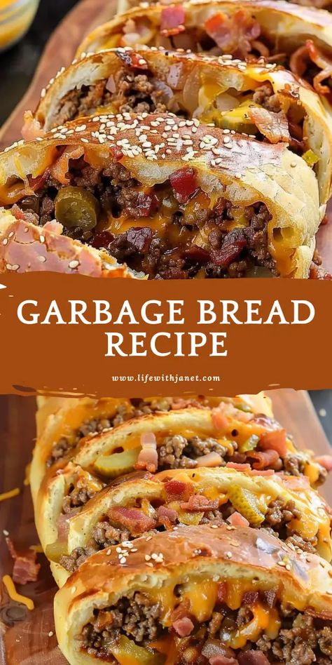 Hamburger Bread Recipe, Italian Bread Dinner Ideas, Recipes Using Italian Bread, Garbage Bread Recipe Ideas, Garbage Bread Recipe, Cabbage Bread, Garbage Bread, Creative Meals, Budget Dinners