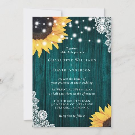 Burgundy And Sunflower Wedding, Rustic Purple Wedding, Teal Wedding Invitations, Lace Background, Sunflower Wedding Invitations, Wedding Invitation Size, Purple Wedding Invitations, Wedding Invitations Zazzle, Teal Wedding