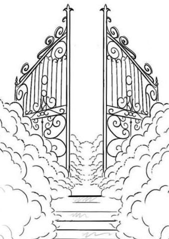 Staircase To Heaven Tattoo Design, Drawing Of Heaven, Heavens Gates Tattoo Design, Stairs To Heaven Tattoo, Gates Of Heaven Tattoo, Heaven Gates, Stairway To Heaven Tattoo, Gates Of Heaven, Tattoo Designer