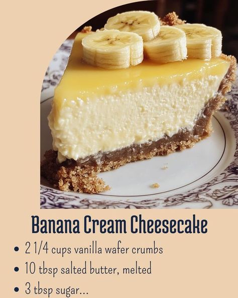 Old fashioned recipes Cheesecake Ingredients, Banana Cream Cheesecake, The Best Cheesecake, Vanilla Wafer, Cream Cheesecake, Best Cheesecake, Vanilla Wafers, Old Fashioned Recipes, Banana Cream