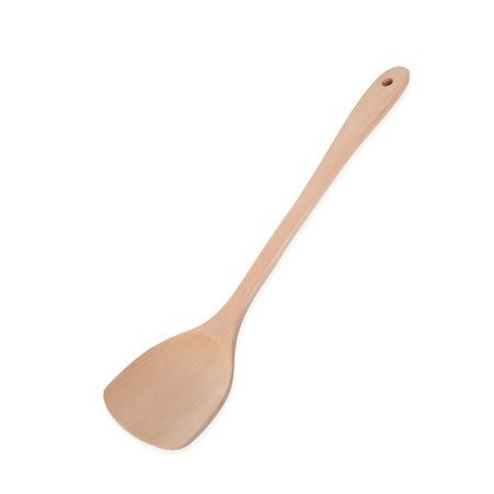 Description A handy tool that's gentle on cookware, this spatula is crafted from natural wood for an combination of strength and moderate weight. The 15-inch length keeps hands comfortably far from heat without sacrificing control and the material is moisture-resistant. Good choice for your kitchen and cooking. Features - Color: As shown. - Material: Wood. - Size: 38.4x9.7cm / 15x3.8inch. - The lengthening wooden spatula is made of solid, one-piece wood, finely polished surface smoother, more co Wood Spatula, Wooden Tools, Wooden Cooking Utensils, Kitchen Innovation, Kitchen Spatula, Bamboo Utensils, Cooking Spatula, Wooden Kitchen Utensils, Wooden Spatula