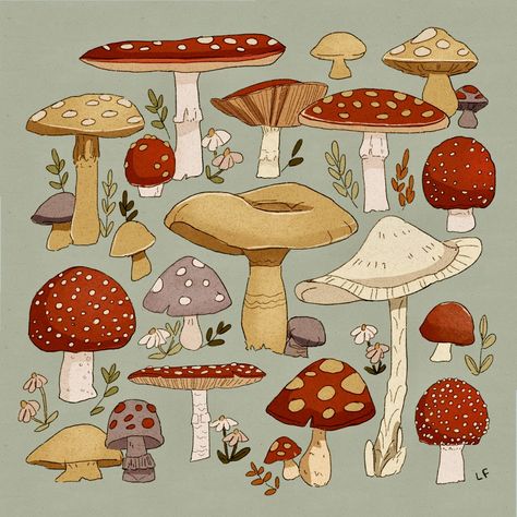 Libby on Twitter: "lil mushroom patch #illustration… " Mushroom Drawing, Aesthetic Wallpaper, I Hope, Green, Art