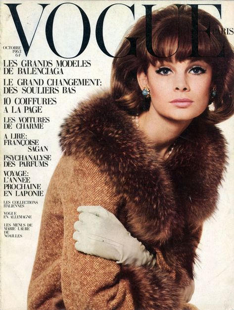 Jean Shrimpton, Vogue Paris, October 1963. 60s Magazine, 1963 Fashion, 60s Models, 70s Vogue, Vintage Vogue Covers, Paris October, Patti Hansen, Jean Shrimpton, David Bailey