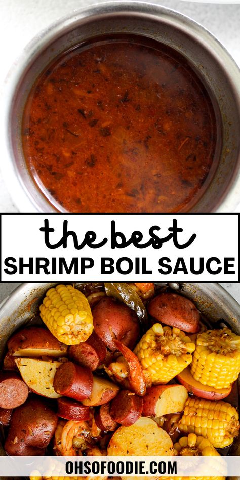 Text reads the best shrimp boil sauce Keto Shrimp Boil Recipe, Garlic Butter Seafood Boil Recipe, How To Make Sauce For Seafood Boil, Seafood Boil For Two, Crab Boil Recipe Easy, Recipe For Seafood Boil, Seafood Boil Potatoes, Cajun Shrimp Boil Foil Packets, One Pot Seafood Boil