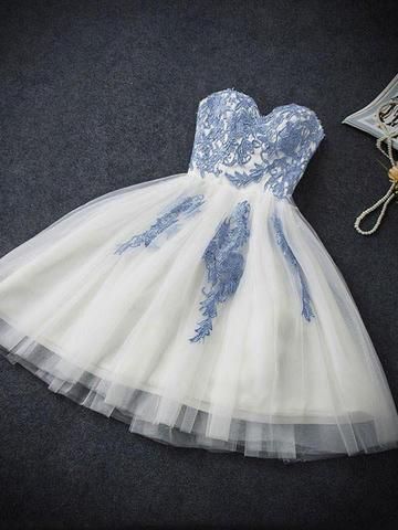 Short Strapless Prom Dresses, Elegant Homecoming Dresses, Mini Prom Dresses, Cute Homecoming Dresses, Hoco Dresses Short, Homecoming Party, Tulle Homecoming Dress, Cheap Homecoming Dresses, Blue Homecoming Dresses