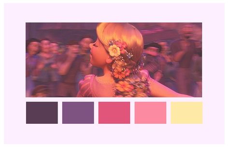 I love this palette. I'm thinking of going Purple and Yellow, with hints of Pink and glitter GOLD! Senior Illustration, Logo Palette, Bracelet Combos, Cinema Ideas, Cinema Stills, Pink And Glitter, Rapunzel Cosplay, Debut Ideas, Gold Color Palettes