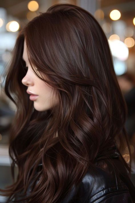 Mocha Hair Color, Castaño Chocolate, Mocha Brown Hair Color, Cabello Color Chocolate, Chocolate Hair Color, Rich Brown Hair, Dark Chocolate Brown Hair, Brown Hair Color Shades, Rambut Brunette