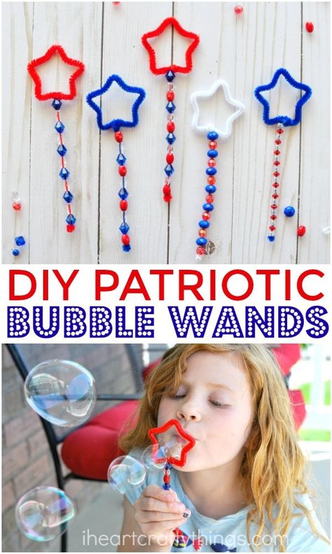 Patriotic DIY Bubble Wands - I Heart Crafty Things Diy Bubble Wands, July Activities For Kids, Fourth Of July Activities, Fourth Of July Crafts, 4th Of July Crafts, Fourth Of July Crafts For Kids, July Activities, Patriotic Diy, 4th July Crafts