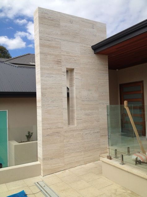 Travertine Wall Exterior, Travertine Feature Wall, Travertine Facade, Travertine Exterior, Feature Wall Cladding, External Wall Cladding, Vein Cut, Travertine Wall Tiles, Exterior Wall Cladding