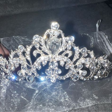 Bejeweled, Silver In Color Tiara/Crown Purchased On Etsy.Com Through Bellatiara For $140 Received A Different One Than Ordered! Sent To Me Missing A Gem, But Will Be Enclosed In Tiara Bag! Easy Fix! Never Worn, Never Used Brand New!!! Stunning For A Wedding, Quinceanera, Sweet 16, Pageants, Cosplays, & More! Don’t Miss Out On This Gorgeous Piece!! Quince Crown Silver, Quinceanera Blue Crown, Quince Crowns Blue, 2000s Quinceanera, Silver Quince Crown, Quincera Dresses, Crown For Quinceanera, Crowns Quinceanera, Elsa Stuff