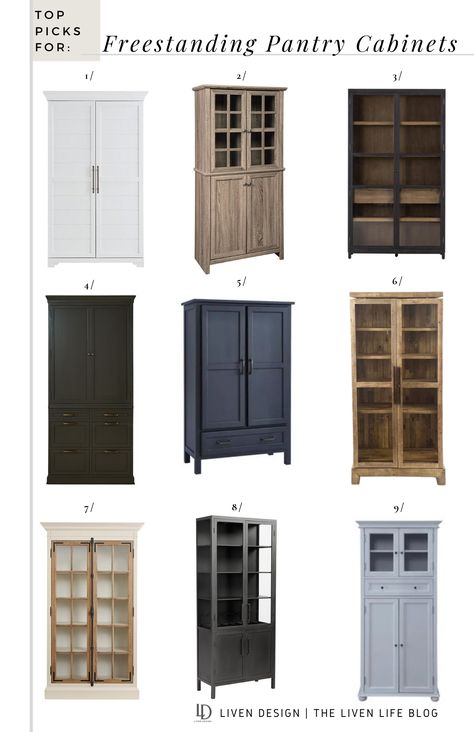 Tall Display Cabinet Glass Doors, Modern Farmhouse Storage Cabinet, Pantry Hutch Cabinet, Appliance Garage Kitchen, Stand Alone Kitchen Pantry, Kitchen Armoire, Stand Alone Pantry, Kitchen Appliance Garage, Small Space Kitchen Storage