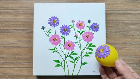 How To Paint Easy Flowers, Easy Painted Flowers, Paint Flowers Easy, Easy Painting Techniques, Finger Painting For Kids, How To Paint Flowers, Easy Paintings For Beginners, Diy Canvas Art Easy, Art Of Painting