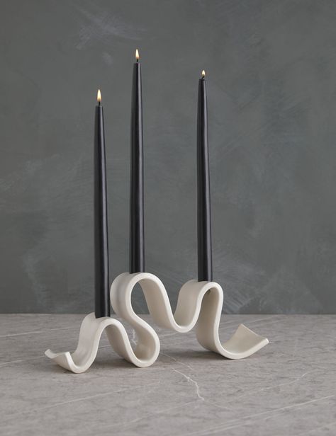 Wyat Taper Candle Candelabra by SIN Clay Candle Holders, Candle Designs, Candle Candelabra, Pottery Candle Holder, Clay Candle, Pottery Candle, Modern Candles, Ceramic Candle Holders, Lulu And Georgia