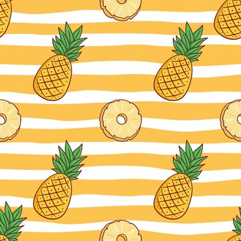 Seamless pattern of cute pineapple with ... | Premium Vector #Freepik #vector #pattern #food #fruit #doodle Pineapple Tart Illustration, Pineapple Illustration Design, Freepik Pattern, Pineapple Doodle, Fruit Wallpaper Pattern, Cute Pineapple Wallpaper, Pineapple Background, Fruit Pattern Design, Pineapple Backgrounds