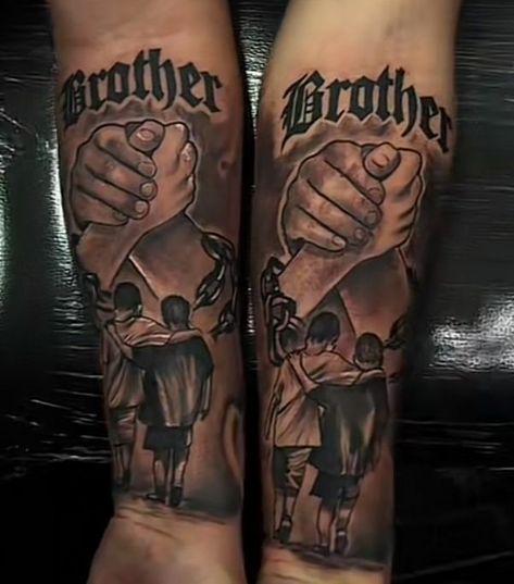 Matching Tats For Brothers, Memorial Brother Tattoos Lost, Lil Brother Tattoos, Tattoo For 3 Brothers, Brother N Sister Tattoos, My Brothers Keeper Tattoo Ideas For Men, Matching Tattoos Men, Matching Brother Tattoos For Men, Brothers Tattoo For Men