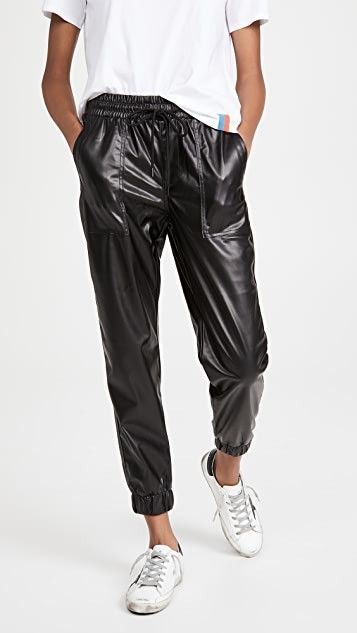 Faux Leather Joggers, Leather Joggers, Drawstring Jogger, Pants With Pockets, Blank Nyc, Faux Leather Pants, Black Faux Leather, Bottoms Pants, Cropped Pants