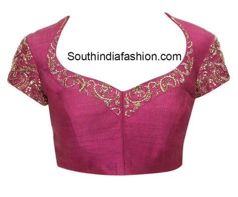 sweet_heart_neckline_blouse Front Blouse Designs, Pot Neck, Princess Cut Blouse Design, Blouse Necklines, Cotton Blouse Design, Saree Blouse Neck Designs, New Saree Blouse Designs, Traditional Blouse Designs, Blouse Design Images