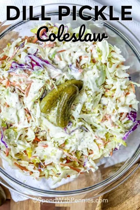 Dill Pickle Coleslaw, Pickle Coleslaw, The Best Coleslaw, Dill Pickle Juice, Best Coleslaw, Classic Coleslaw Recipe, Best Coleslaw Recipe, Coleslaw Recipes, Healthy Coleslaw