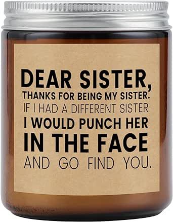 Cute Sister Quotes, Sister Birthday Gifts, Sister Christmas Presents, Funny Sister Gifts, Unique Gifts For Sister, Candles Birthday, Lavender Scented Candle, Christmas Gifts For Sister, Sister Christmas