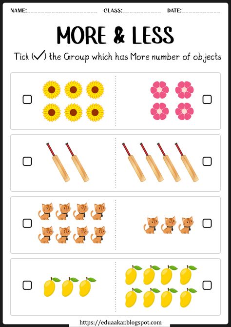 More Or Less Worksheets, Lkg Worksheets, Maternelle Grande Section, Materi Bahasa Inggris, Kindergarten Math Worksheets Free, Shape Tracing Worksheets, English Activities For Kids, Comparing Numbers, Preschool Math Worksheets